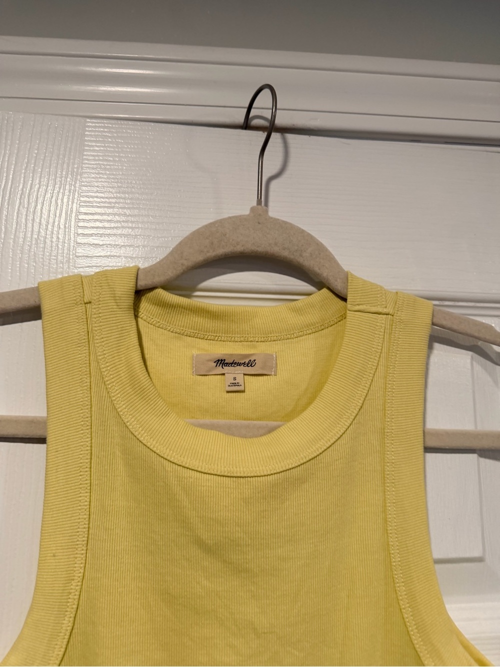 NWOT Madewell Size S Pale Yellow Ribbed Supima Cotton Racerback Tank Top - Picture 2 of 9